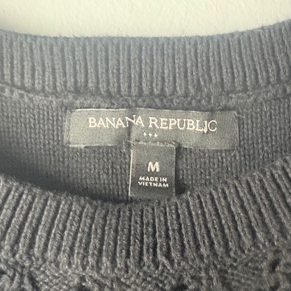 Banana Republic Womens Black Cotton Pointelle Knit Crew Neck Sweater Vest Size M - Picture 3 of 5